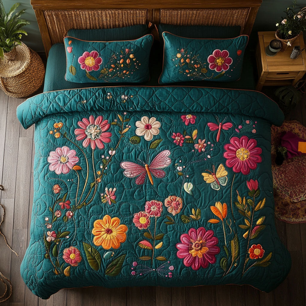 Teal Floral WY0603053CL Duvet Cover Set