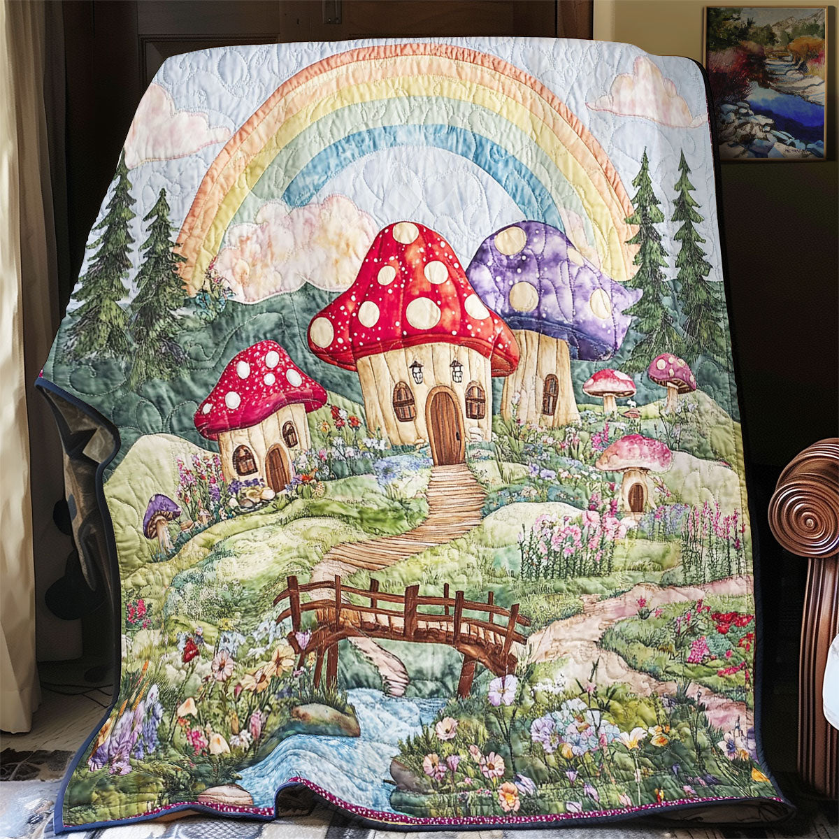 Mushroom House In Forest WY0306093CL Quilt