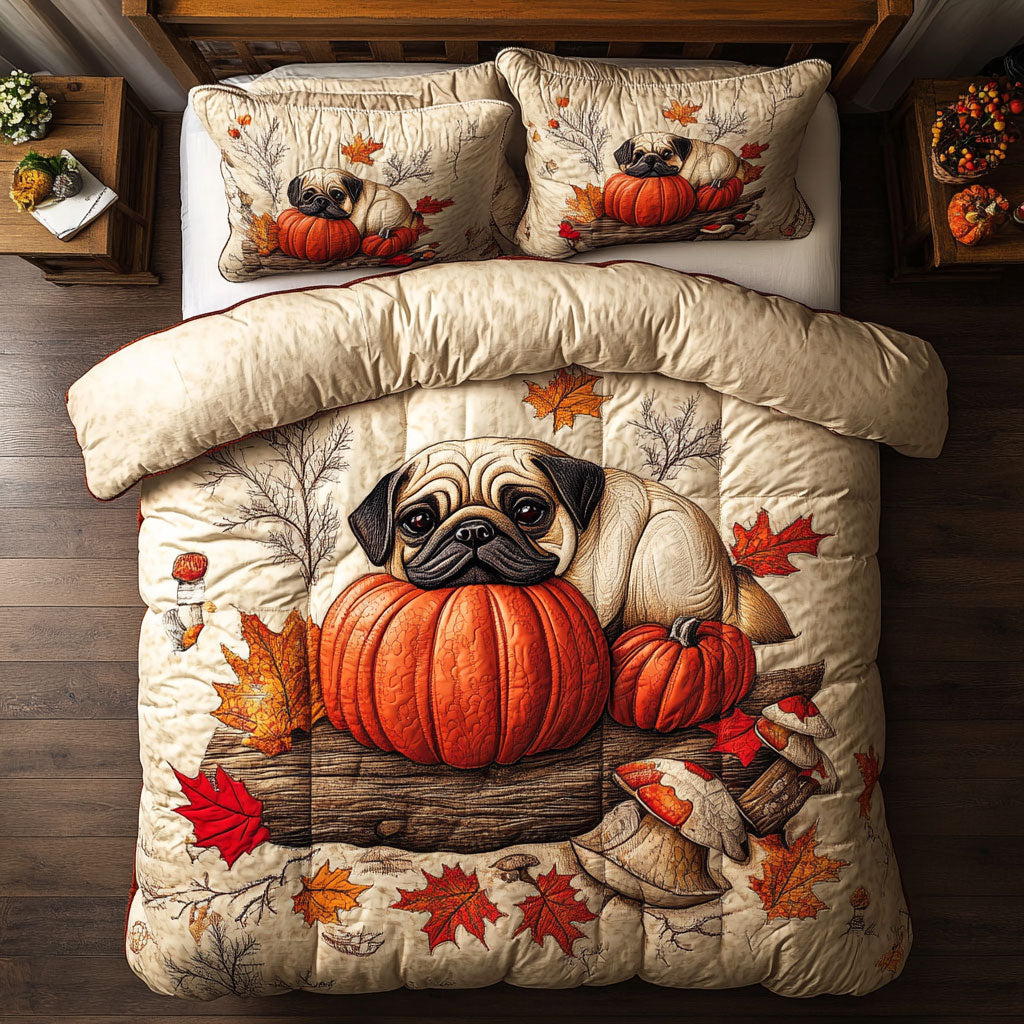 Pumpkin Patch Pug WY2406086CL Duvet Cover Set