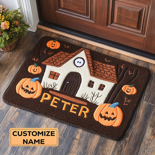 Haunted House CP1808027CL Personalized Doormat