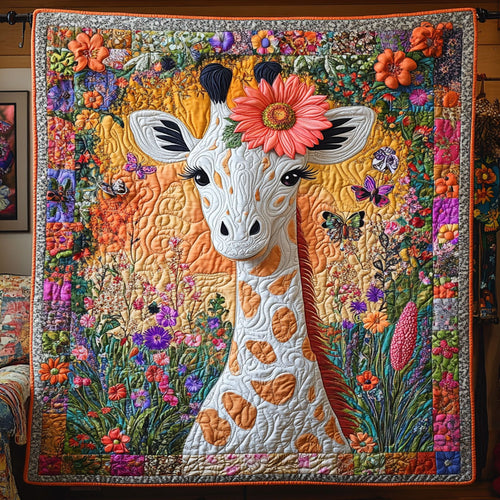 Flower White Giraffe WY1407081CL Quilt