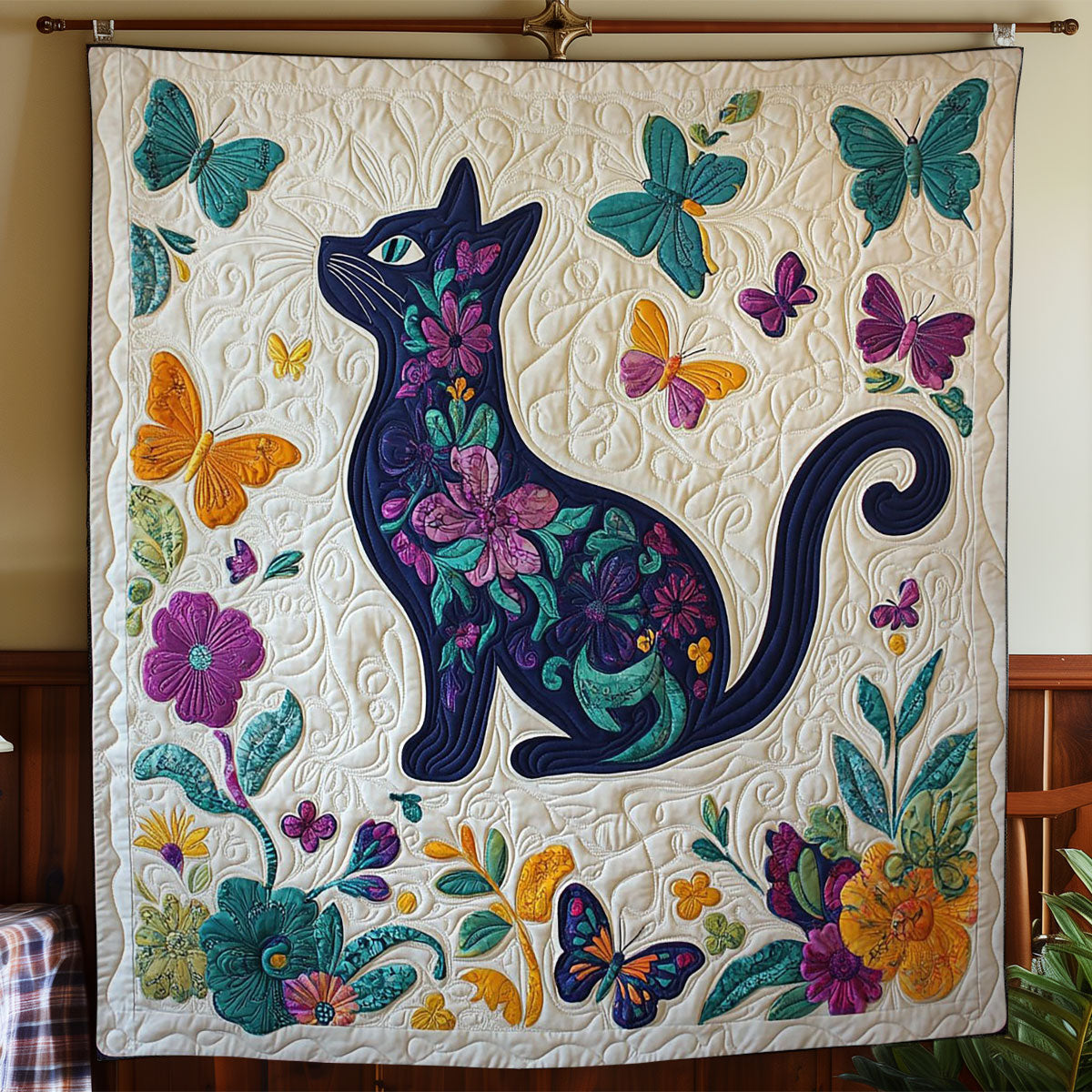 Cat Flower WY1002025CL Quilt