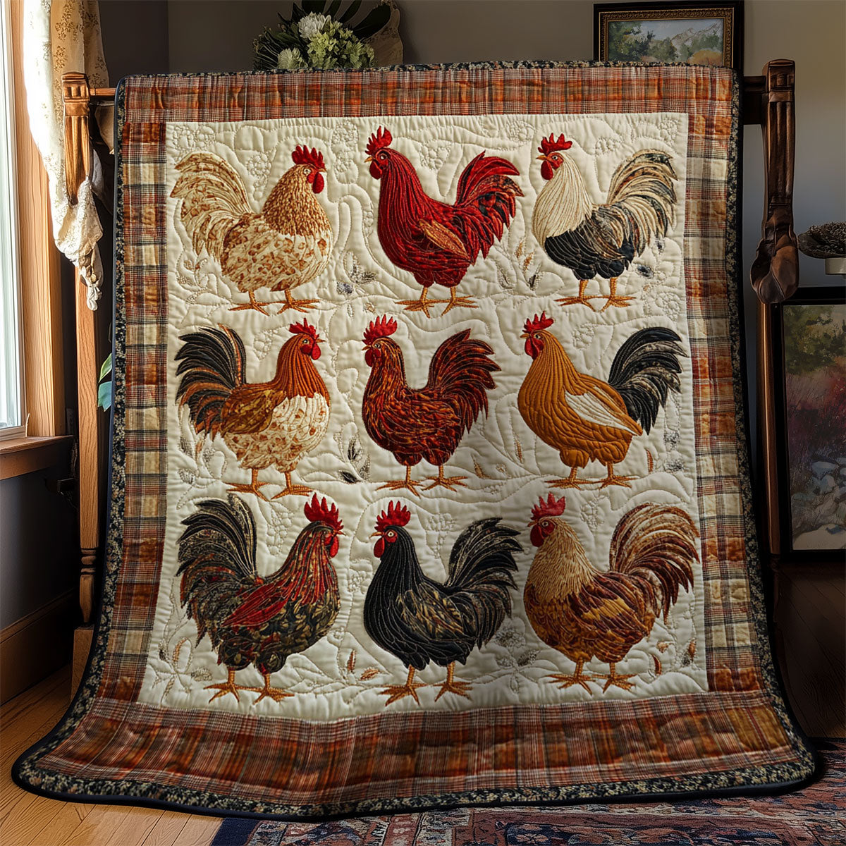 The Rooster Parade WY1403044CL Quilt