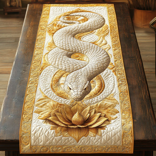 White Snake And Lotus WY2801015CL Quilted Table Runner