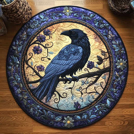 Flower Wreath Raven WY0107105CL Quilted Round Mat