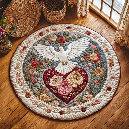 Peaceful Dove Floral WY0107141CL Quilted Round Mat