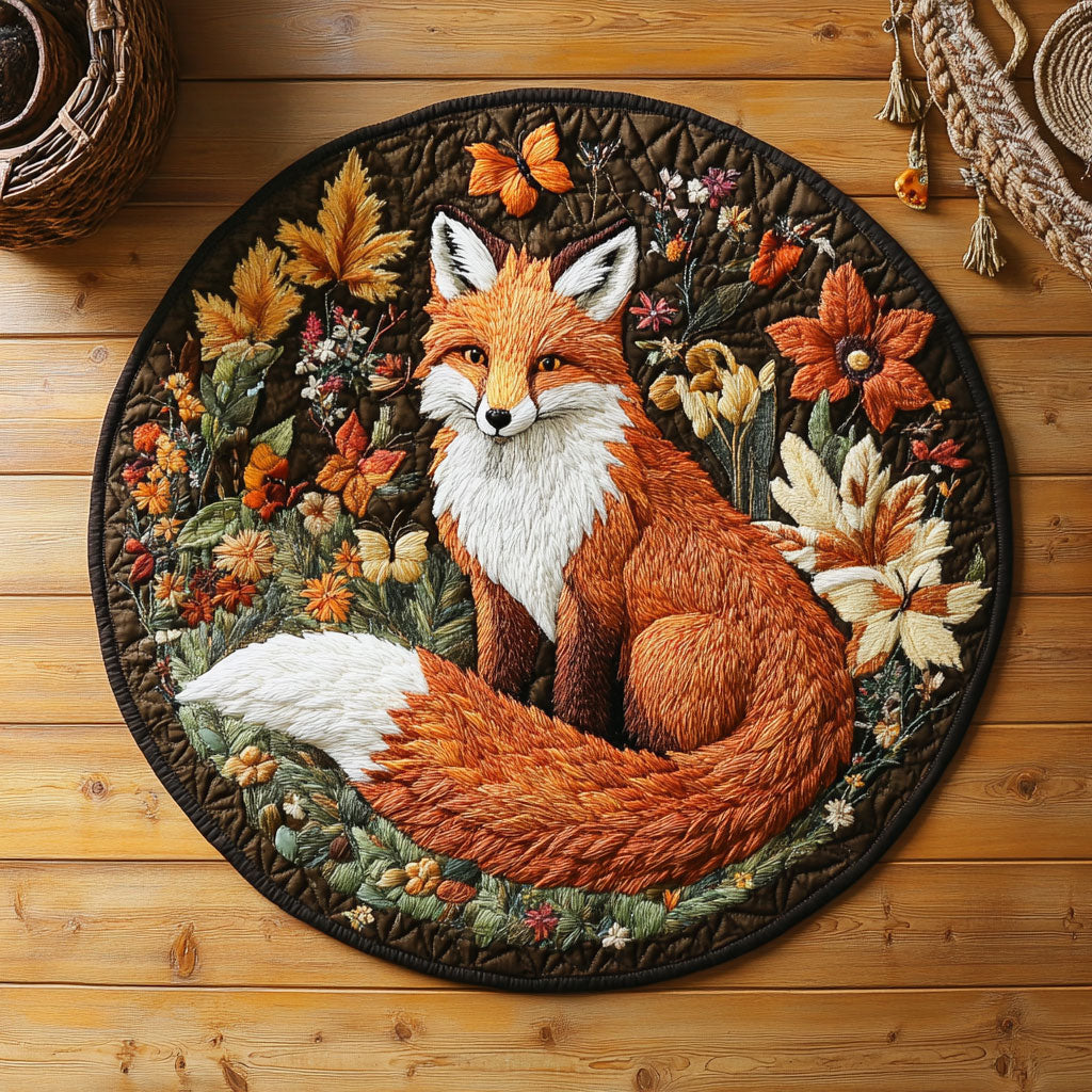 Fox In Autumn Forest WY1107046CL Quilted Round Mat