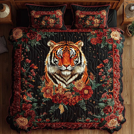 Tiger And Red Flower WY1401060CL Duvet Cover Set