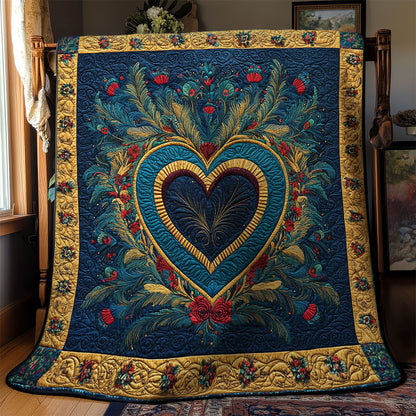 Peacock Feather Heart WY1303076CL Quilt