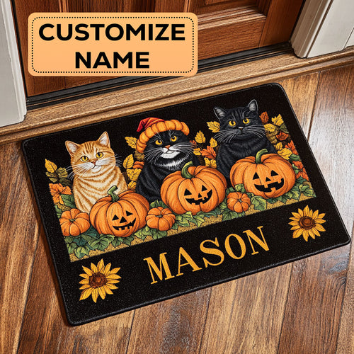 Autumn Cat CW2108063CL Personalized Doormat