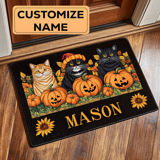 Autumn Cat CW2108063CL Personalized Doormat