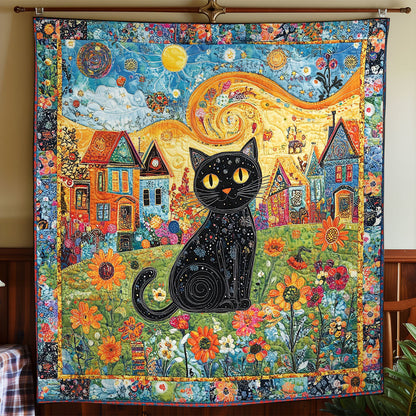 Black Kitten In Garden WY1002020CL Quilt