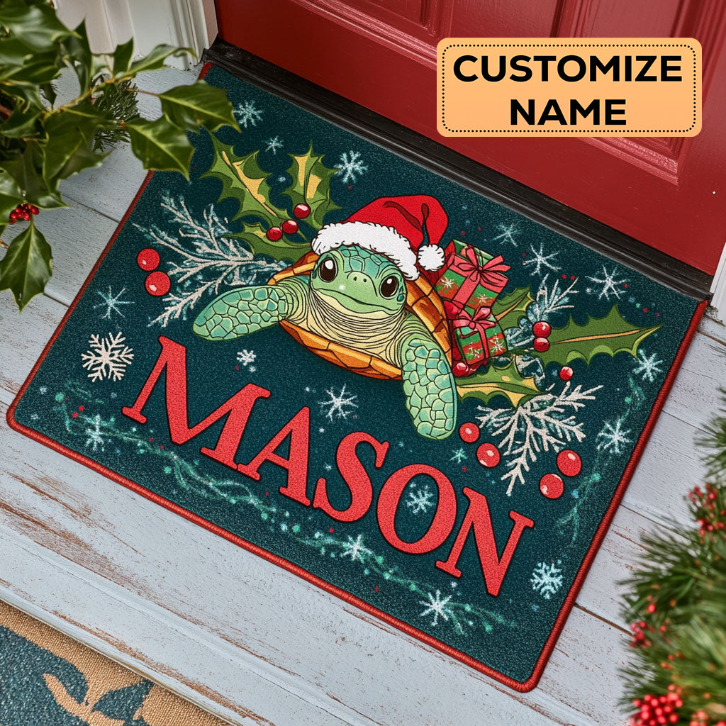 Christmas Turtle CW2508010CL Personalized Doormat