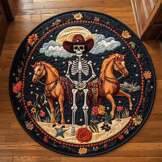 Cowboy Skeleton WY1406022CL Quilted Round Mat