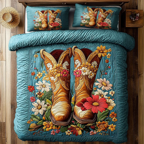 Floral Cowboy Boots WY2904031CL Duvet Cover Set