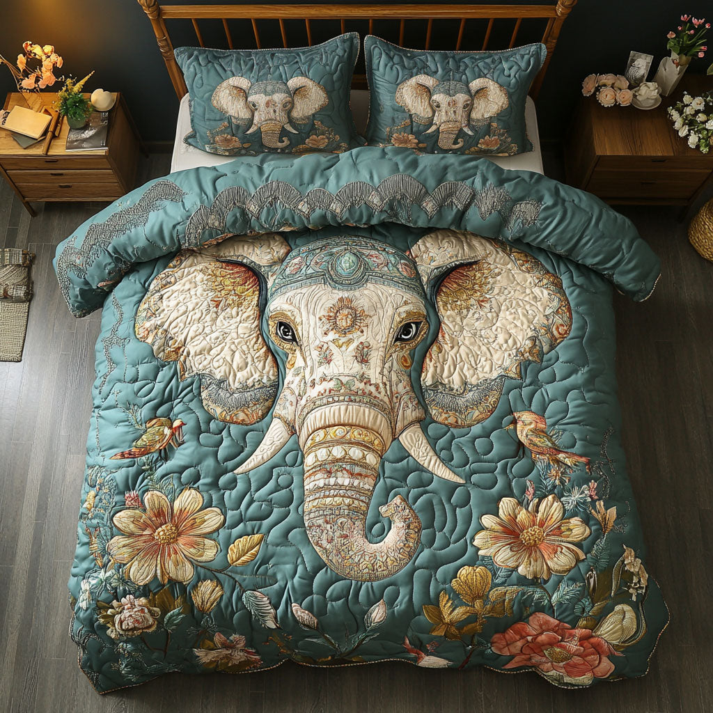 Mystic Elephant In  Flower WY2502046CL Duvet Cover Set