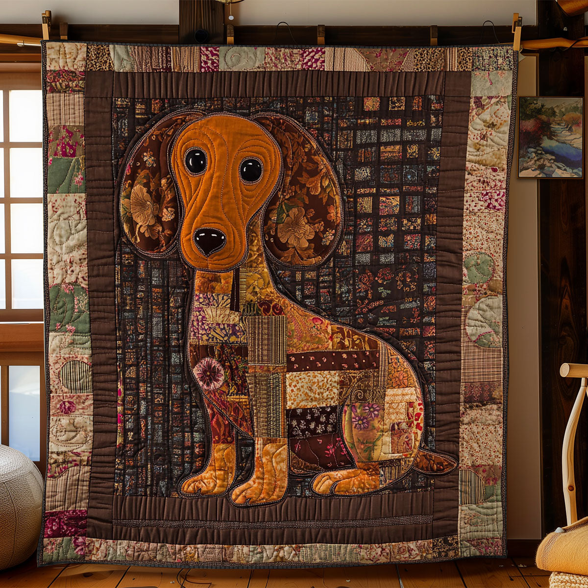 Funny Patchwork Dachshund WY1303041CL Quilt