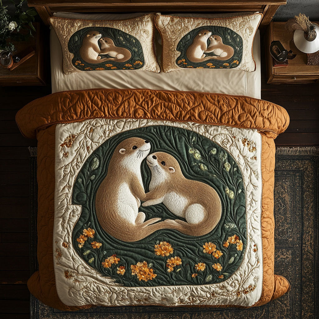 Floral Couple Otter WY2805007CL Duvet Cover Set