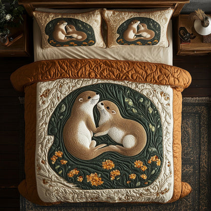 Floral Couple Otter WY2805007CL Duvet Cover Set