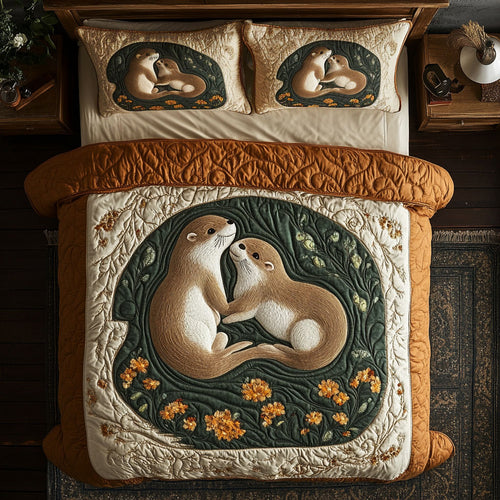 Floral Couple Otter WY2805007CL Duvet Cover Set