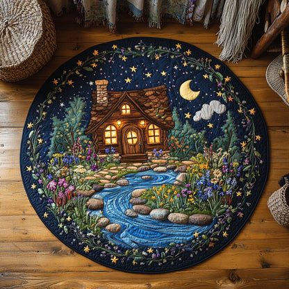 Cottage In Night WY1906010CL Quilted Round Mat