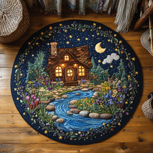 Cottage In Night WY1906010CL Quilted Round Mat