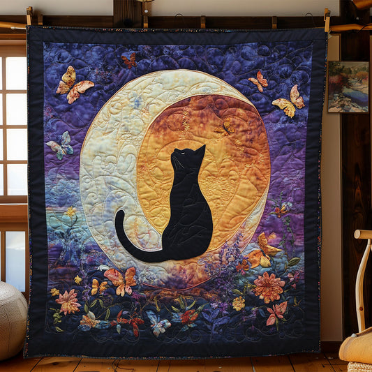 Midnight Floral Cat WY1303064CL Quilt