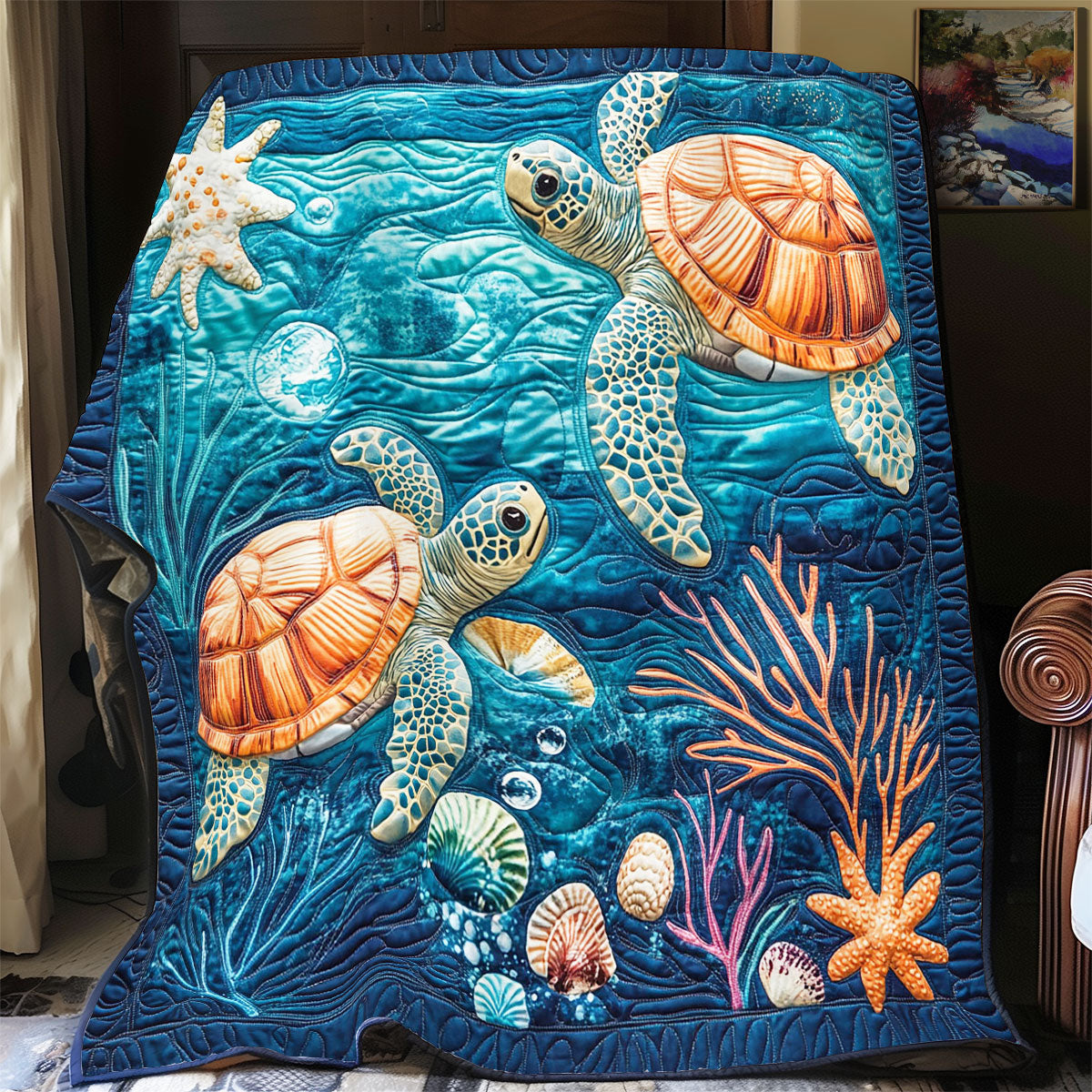 Turtle In Ocean WY2802142CL Quilt