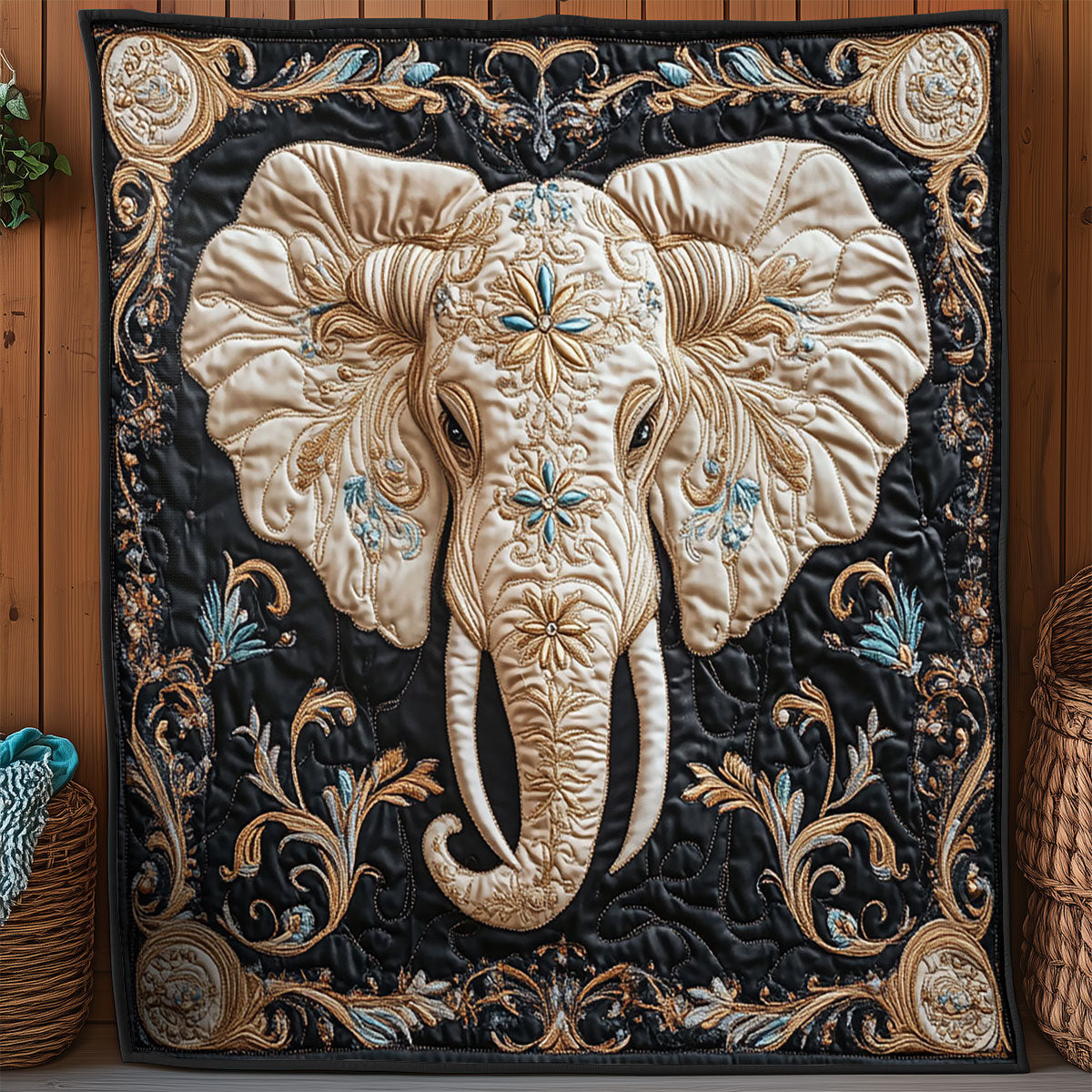 Royal Elephant Head WY3004048CL Quilt