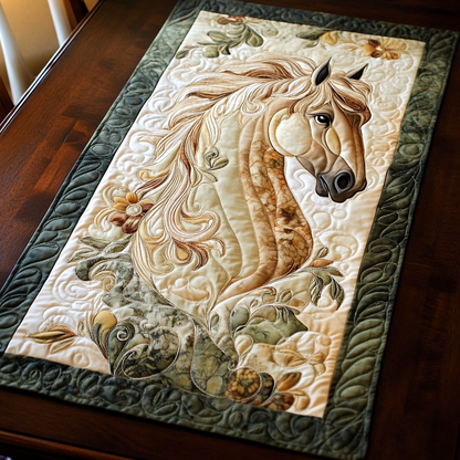 Beige Horse WY1901002CL Quilted Table Runner