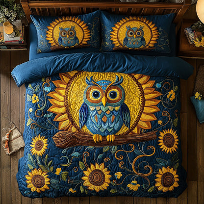 Owl In Sunflower Ray WY1904056CL Duvet Cover Set