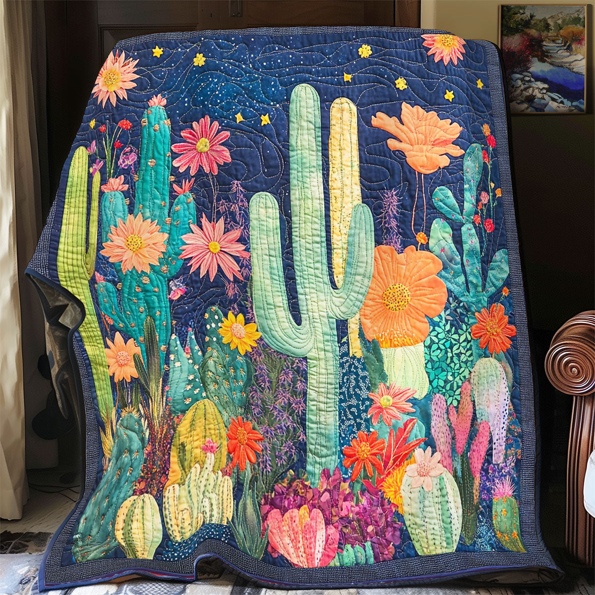 Night Of Cactus Desert WY1002125CL Quilt