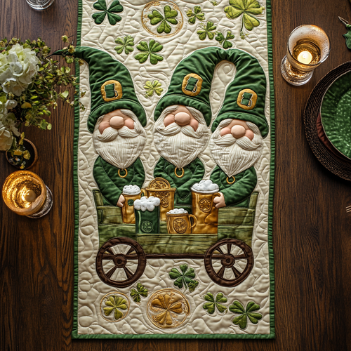 Three Gnome In Patrick WY1901046CL Quilted Table Runner