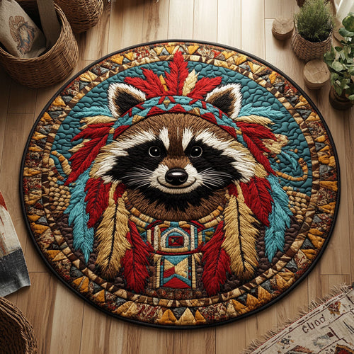 Aboriginal Raccoon WY1406001CL Quilted Round Mat