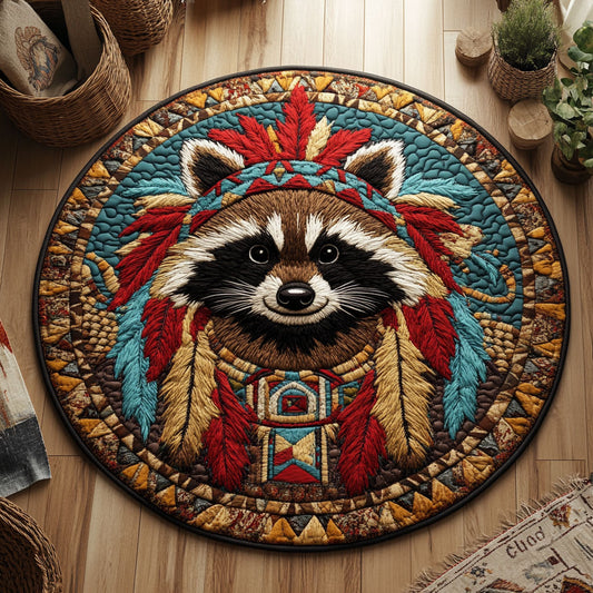 Aboriginal Raccoon WY1406001CL Quilted Round Mat
