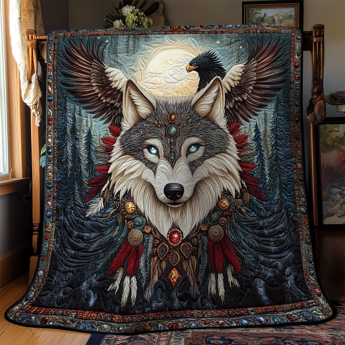 Mystic Wolf In Night WY1002124CL Quilt