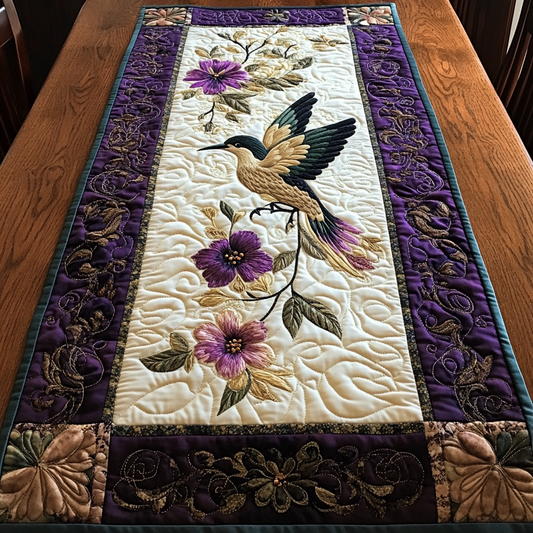 Hummingbird In Garden WY0901133CL Quilted Table Runner