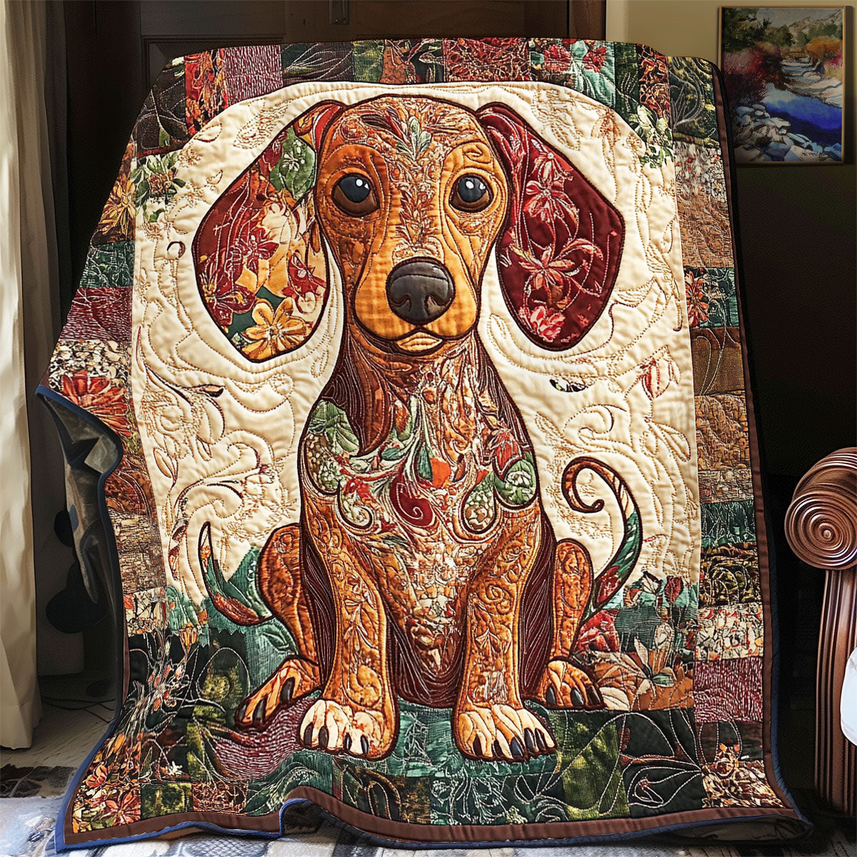 Dachshund Patchwork Portrait WY1303029CL Quilt