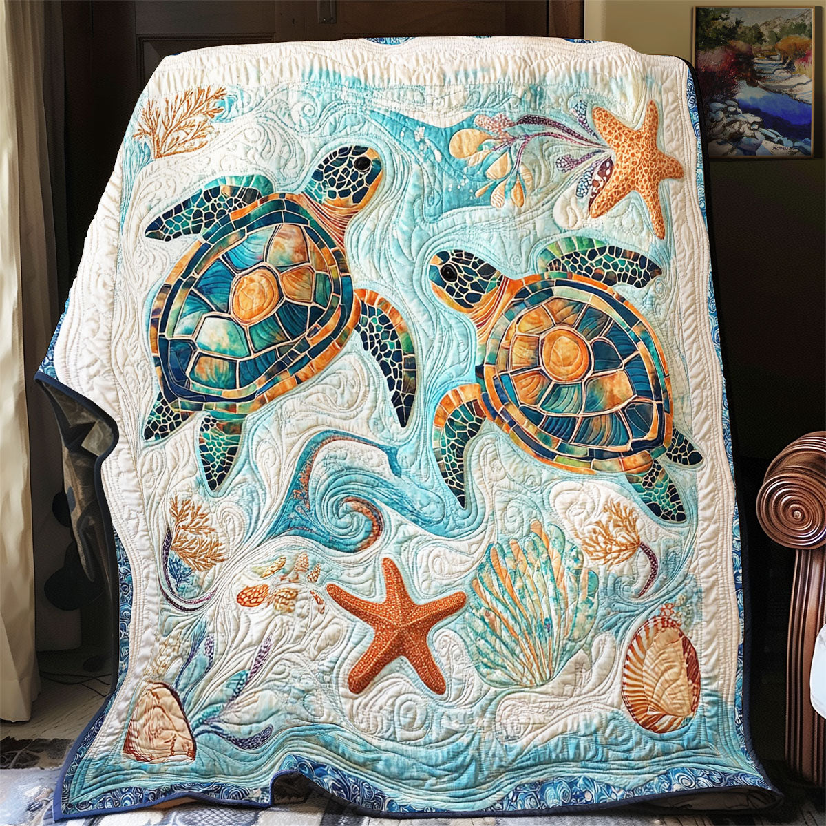 Couple Turtle In Ocean WY2802138CL Quilt