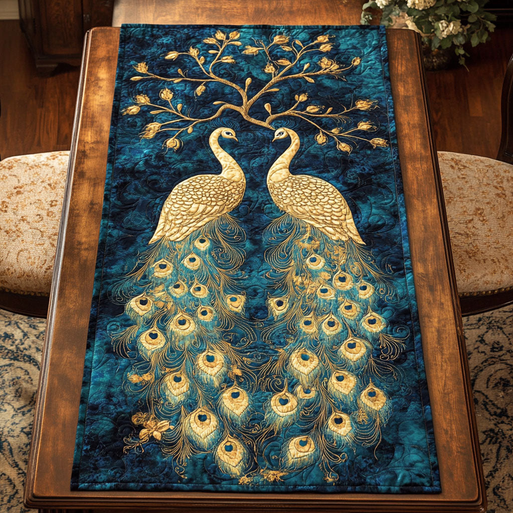 Royal Couple Peacock WY2801009CL Quilted Table Runner