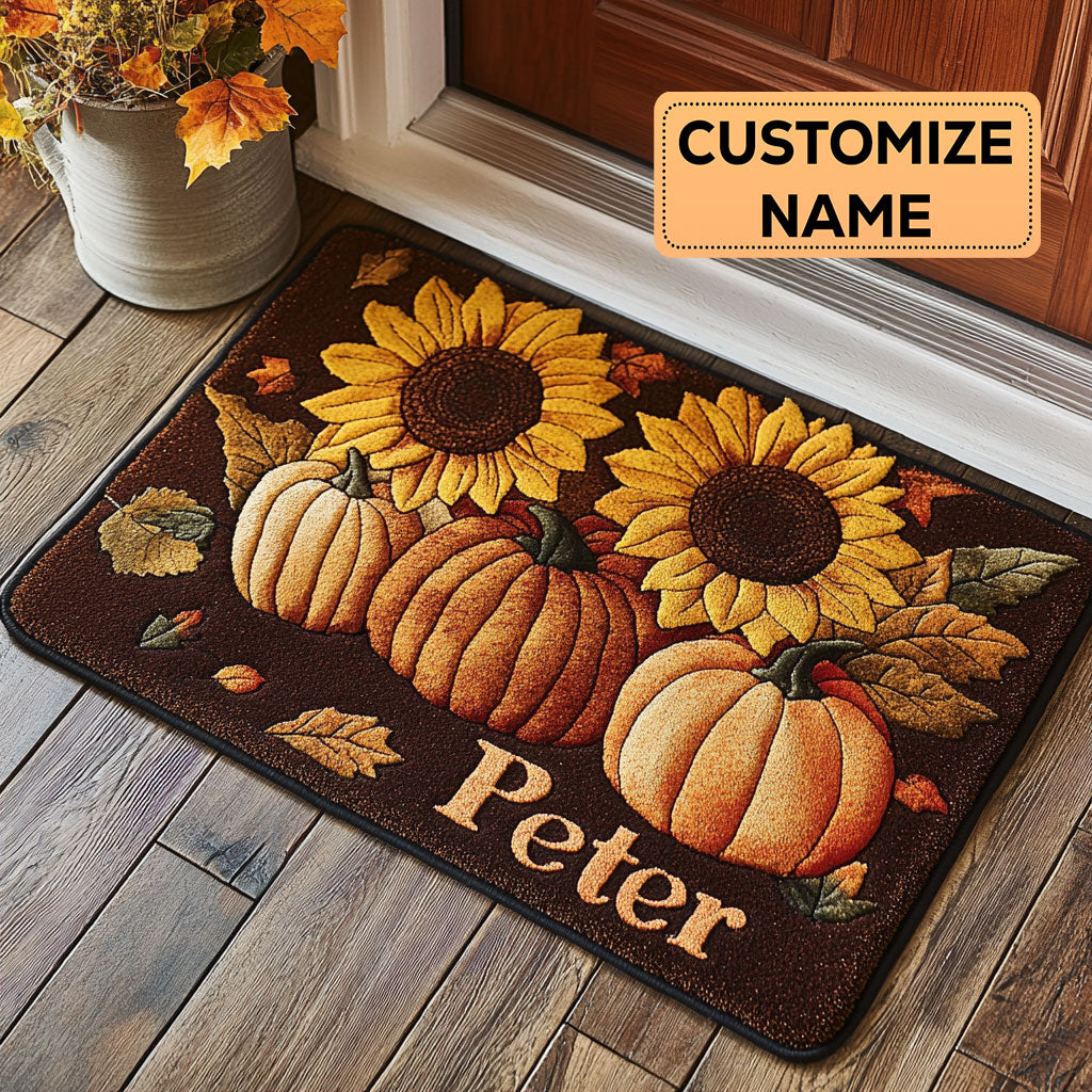 Sunflower Pumpkin CP0609011CL Personalized Doormat