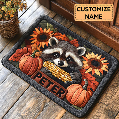 Harvest Raccoon CP2508005CL Personalized Doormat