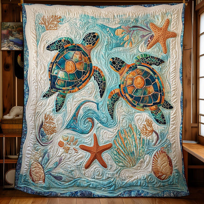 Couple Turtle In Ocean WY2802138CL Quilt