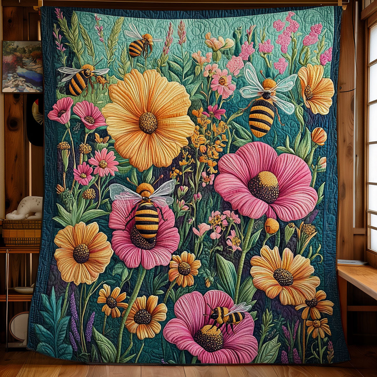 Buzzing Flowers WY1803021CL Quilt