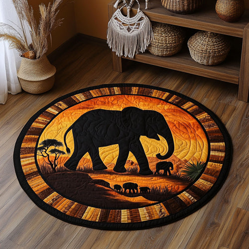 Mystic Elephant In Sunset WY1006052CL Quilted Round Mat