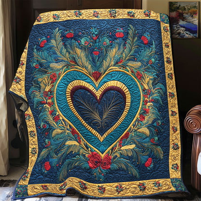 Peacock Feather Heart WY1303076CL Quilt