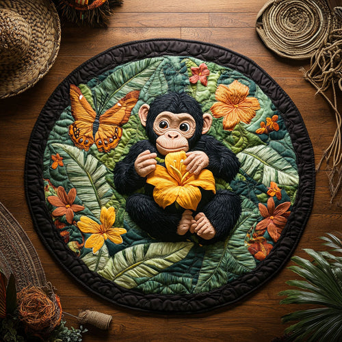 Jungle Monkey WY1107050CL Quilted Round Mat