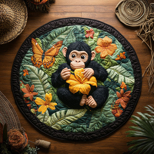 Jungle Monkey WY1107050CL Quilted Round Mat