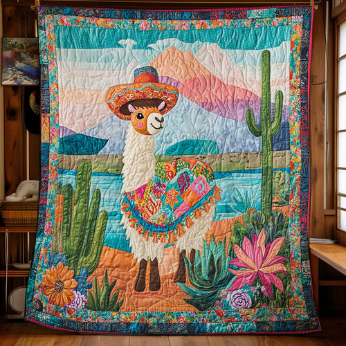 Llama In Cactus Desert WY1002094CL Quilt