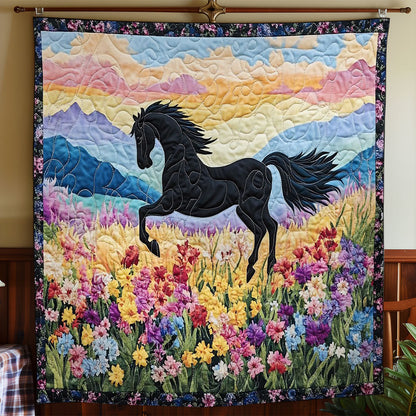 Black Horse In Flower WY1002019CL Quilt